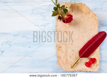 Frame Of Ancient Paper And Hearts.