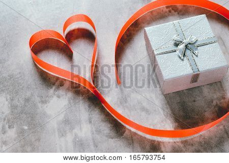 Valentine's Day Background,red Heart With Red White Rose ,ribbon
