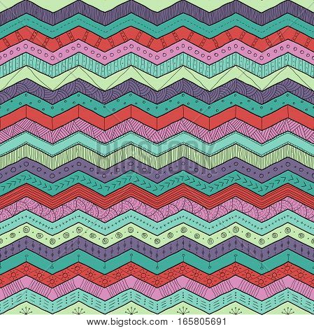 Geometric multicolor chevron or zig zag seamless pattern for textile and backgrounds.
