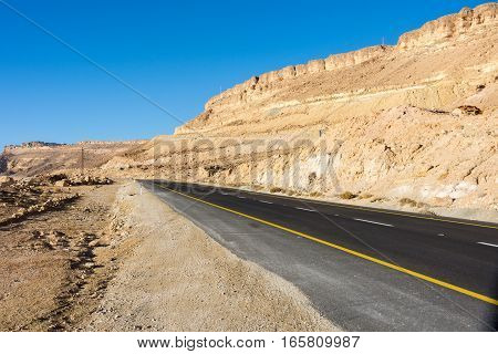 Desert Road Leading Up The Ramon Crater