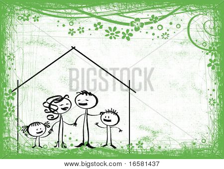 Rodina a krajinu ilustrace