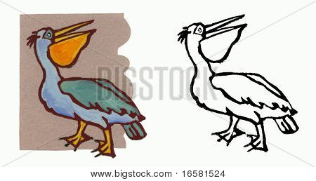 Pelikán - malování obrázku