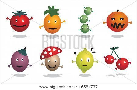 Cartoon characters - food - fruits and vegetables