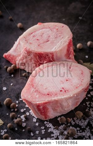 Two Slices Of Marrowbone On Dark Tray