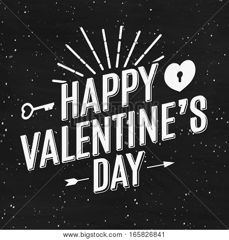 Happy Valentine's day card on magic star black background. Vector illustration