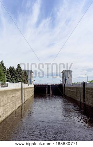 Gorodets, Russia - June 2.2016. View Gorodetsky gateway to the Volga River