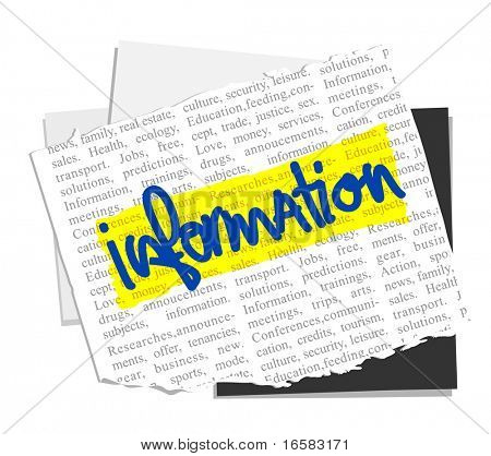 INFORMATIONS sur fond de notes papier vector