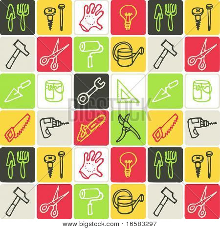 tools check pattern - illustrations - icons set -