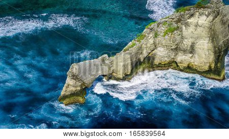 Beautiful Huge Wave hitting Rock on Atuh Beach, Nusa Penida, Bali - Indonesia