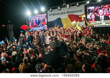 Bucharest Romania December 6 2009: Social Democrat Party with react after the first exit polls of presidential elections in Romania.