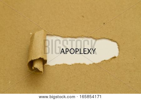 apoplexy word written under torn paper .