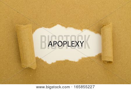 apoplexy word written under torn paper .