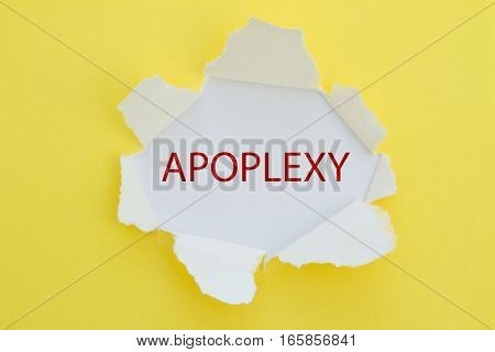 APOPLEXY word written under torn paper .