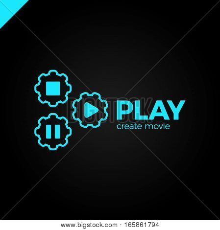 Play Icon With Video Gear Logo - Made Movie Company