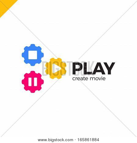 Play Icon With Video Gear Logo - Made Movie Company
