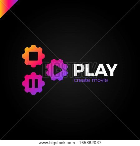 Play Icon With Video Gear Logo - Made Movie Company