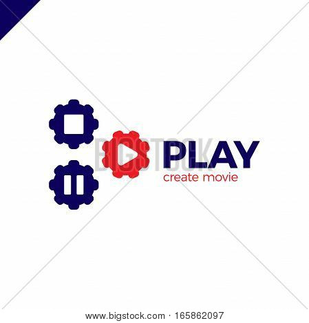 Play Icon With Video Gear Logo - Made Movie Company