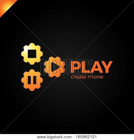 Play Icon With Video Gear Logo - Made Movie Company