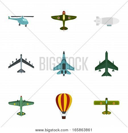 Combat aircraft icons set. Flat illustration of 9 combat aircraft vector icons for web