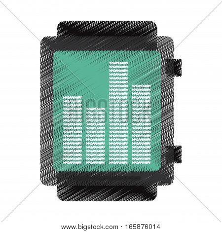 drawing black smart watch music frecuency vector illustration eps 10