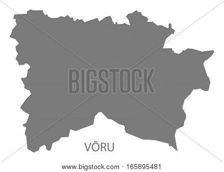 Voru Estonia Map in grey illustration silhouette