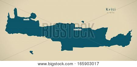 Modern Map - Kriti Greece Gr Illustration