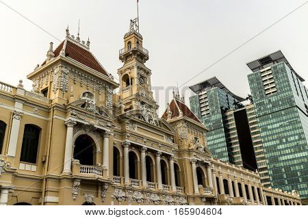 Old and new in the streets of Ho Chi Minh City, Vietnam