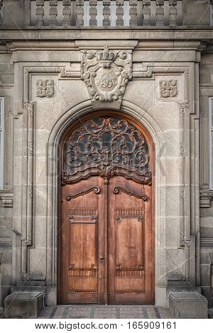 Door entrance to one of the halls at Christianborg palace in Copenhagen Denmark