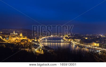 Hungary Budapest at night panorama picture landscape