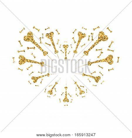 Heart Firework Gold Vector Isolated