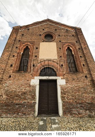 Little gothic church of Annunziata in Cislago (Varese Lombardy Italy) facade