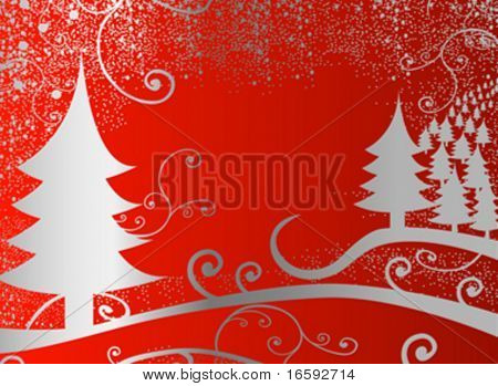 Christmas design, sne falder på træerne