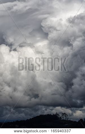 heavy clouds in the rainy seazon over Medellin area of Colombia