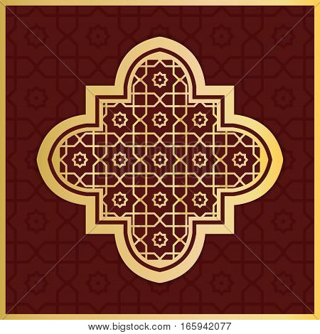 Tradional islamic architectural element gold ornamental lattice