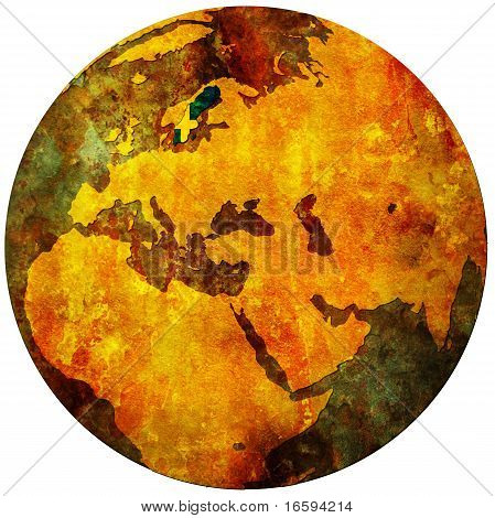 瑞典国旗在全球地图上