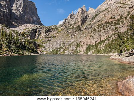 Emerald Lake in the Tyndall Gorge area of Rocky Mountain National Park, near Estes Park, Colorado.
