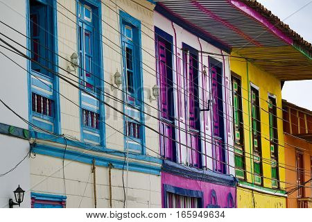 September 22, 2016 Filandia, Colombia: colourful colonial architecture in the coffee producing town