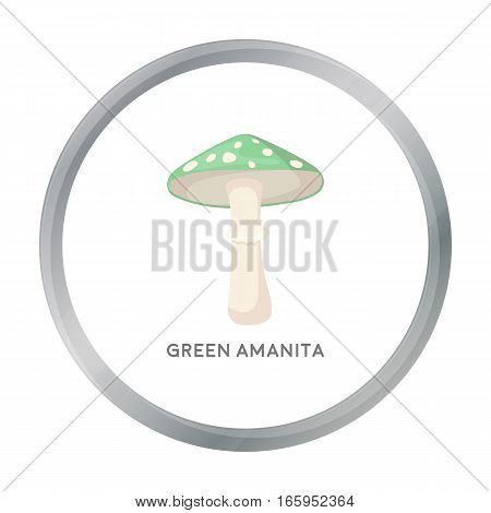 Green amanita icon in cartoon style isolated on white background. Mushroom symbol vector illustration.