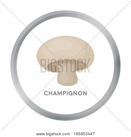 Champignon icon in cartoon style isolated on white background. Mushroom symbol vector illustration.