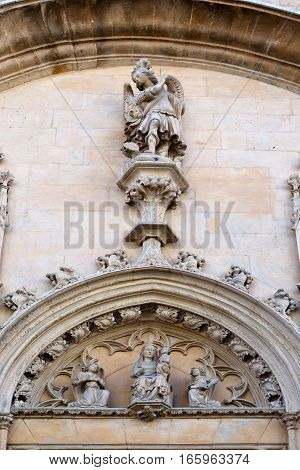 facade of the Catholic Church in Palma de Mallorca closeup