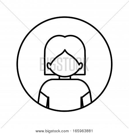 monochrome contour in circle with half body man with nude chest vector illustration
