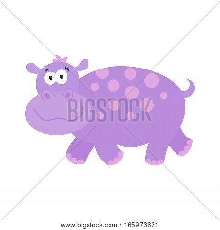 Funny hippo.Cute cartoon African animal. Flat design vector behemoth for children's books posters clothes alphabet cards.