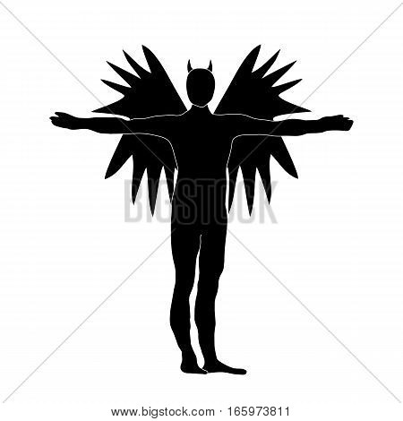 Angel Of Darkness Black Silhouette Icon Symbol Design. Vector Illustration Isolated On White Backgro