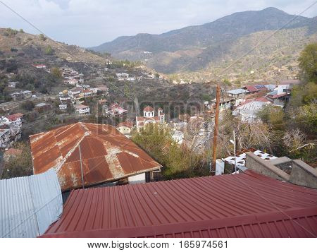 Pituresquue Mountain Village In Troodos