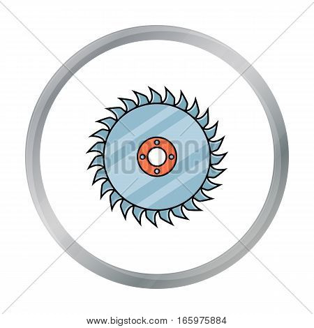 Saw disc icon in cartoon style isolated on white background. Sawmill and timber symbol vector illustration.