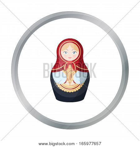 Russian matrioshka icon in cartoon design isolated on white background. Russian country symbol stock vector illustration.
