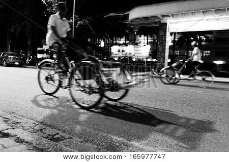 Abstract Movement Of Cyclo Driver In Vietnam