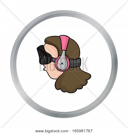 Player with virtual reality headcartoon icon in cartoon style isolated on white background. Virtual reality symbol stock vector illustration.