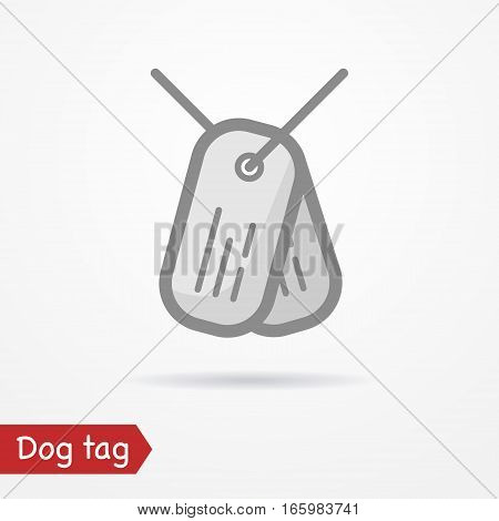 Typical simplistic army tag plates. Dog tag isolated icon in flat line style with shadow. Military and war vector stock image.