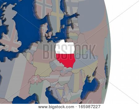 Poland With Its Flag